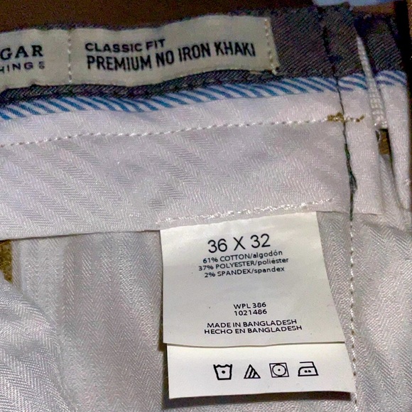Haggar Men 36 x 32 Premium No Iron Flat Front Classic Fit Khaki Stretch Pant NEW - Picture 6 of 8